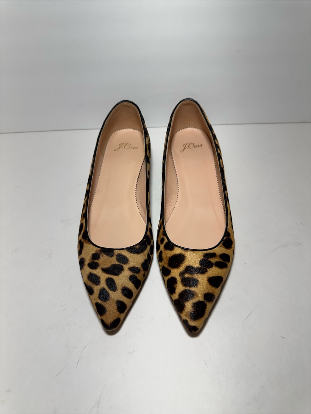J. Crew Leopard Print Flats Pointed Toe Calf Hair Black/Tan Size 10 - Picture 3 of 14